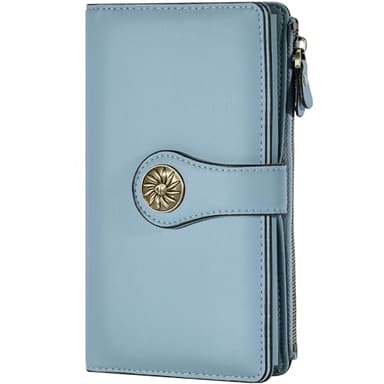 Travelambo Women's Wallet RFID Blocking Trifold Clutch Large Capacity Credit Card Holder Travel Purse