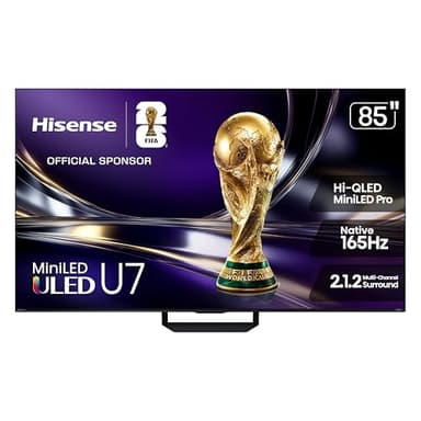 Hisense 85" U7 Mini-LED ULED 4K UHD Best Premium Gaming Smart Google TV (85U7SG, 2026 New) - Hi-QLED, Native 165Hz, VRR 330, HDR10+, Dolby Vision IQ·Atmos, IMAX Enhanced, Anti-Reflection, 2.1.2 Ch