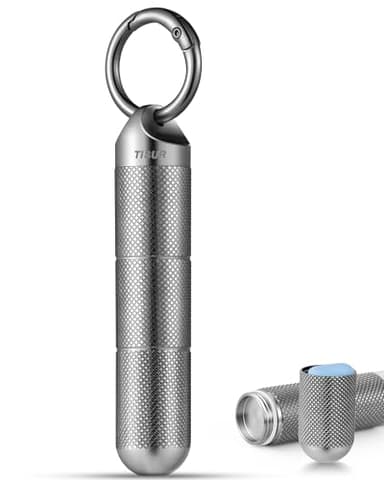 TISUR Titanium Keychain Pill Holder Small Metal Pill Case, Pill Organizer Portable Waterproof Pill Container, Travel Pill Bottle Box for Purse (Large-0.63in 3 Separate Compartments)