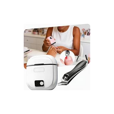 Electric Nail Clipper, 2026 Improved Nail Clippers Set, Includes an Automatic 2-in-1 Nail Clippers (with LED Light & Storage Box), an Oblique Nail Clippers, Ideal for All Your Nail Care Needs - White