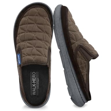 Men's Slippers with Arch Support, Comfy Orthopedic Mens House Shoes for Plantar Fasciitis relief, Adjustable & Breathable Instep Clogs for Men with Durable Outsole (Brown, 13)