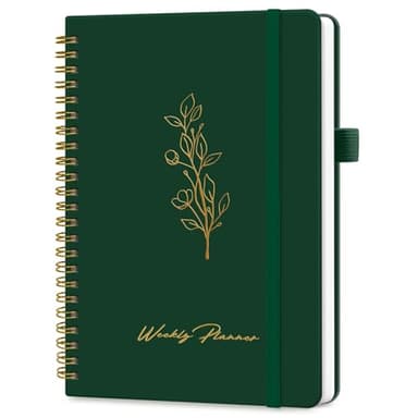 Undated Weekly Planner, Weekly To Do List Notebook with Goal & Habit Tracker Organizer, A5 Weekly Planner Notebook with Spiral Binding, 6.1" x 8.2" - Dark Green