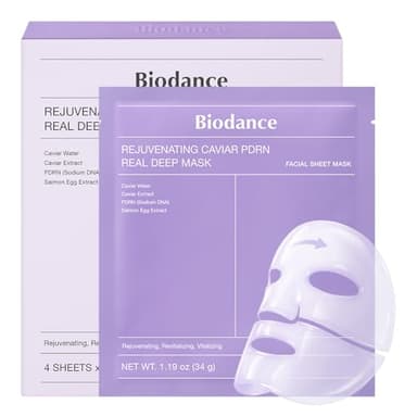 BIODANCE Rejuvenating Caviar PDRN Real Deep Mask, Overnight Hydrogel Face Mask, Skin Firming, Radiance, Enhancing Skin Recovery, Korean Skin Care, Self Care Gifts for Women | 1.19oz(34g) x 4ea