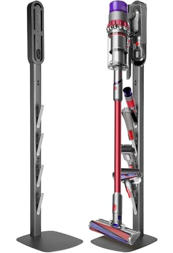 Haturi Vacuum Stand for Dyson Gen5 V16 V15 V12 Detect V11 V10 V8 V7 V6, Vacuum Holder and Metal Storage Bracket Standing dock with Hidden Cord Design for Dyson Handheld Cordless Vacuum Cleaners
