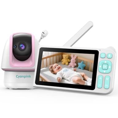 Video Baby Monitor, 2000ft Long Range, Enhanced Signal Stability, No WiFi, 5" HD Screen, 5000mAh, 1080p Camera, Super Clear Night Vision, Pan-Tilt-Zoom, 2-Way Audio, AI Cry & Motion Alarm