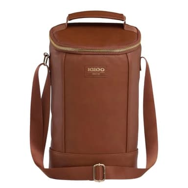 Igloo Luxe Collection Beverage Tote, MaxCold Insulation, Removable Divider, Metallic Liner (Cognac)