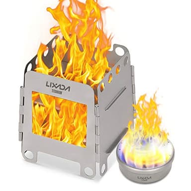 Lixada Camping Stove, Titanium Folding Wood Burning Stove Alcohol Burner Pocket Stove Portable Lightweight