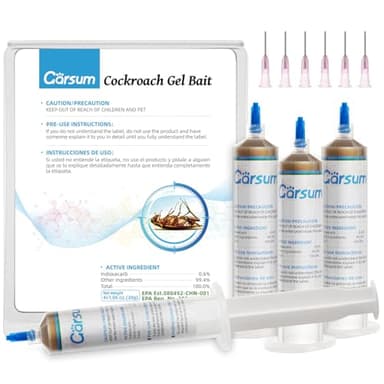 Garsum Cockroach Gel Bait 1 Box (4 Tubes x 30 Grams), Roach Killer Indoor Infestation Home and Outdoor Use