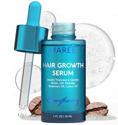 MAREE Hair Growth Serum - Caffeine Peptides Castor Rosemary Oil for Hair Growth - Products for Women & Men - Hair Oils for Hair Growth - Hair Regrowth Tonic - Scalp Serum - Suero Para El Cabello