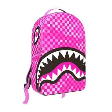 Sprayground Pink Camocheck Backpack, 18x6x11.5 inches, Faux Leather, Multiple Compartments, Limited Edition