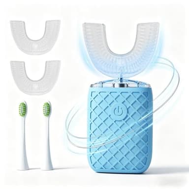 yeklike Sonic Electric U Shaped Toothbrush for Adults, Automatic Full Mouth Cleaning Toothbrush, 360° Stain Removal, IPX7 Waterproof Rechargeable, 3 U-Shape & 2 Straight Brush Heads