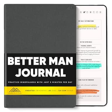 PRODUCTIVITY STORE Better Man Journal for Gratitude, Reflection, Manifestation, Mindfulness & Self Care Journal – Goal/Guided Gratitude Journal for Men