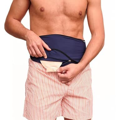 SIIL Ostomy Belt Blue for abdomen Colostomy, Ileostomy or Urostomy | Ostomy Bag Covers Swimming & Sports | Stoma Support Belt (L)