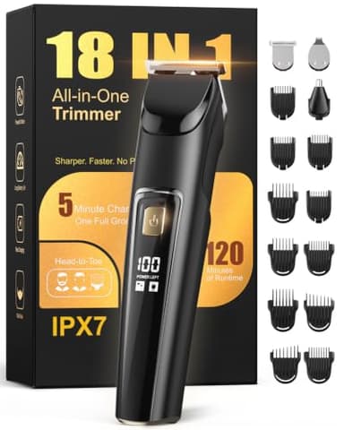 Beard Trimmer for Men,18 in 1 Electric Razor & Hair Clipper,Accessories mens‑electric‑shaver,Waterproof Mustache Grooming Kit,Rechargeable Beard Trimmer
