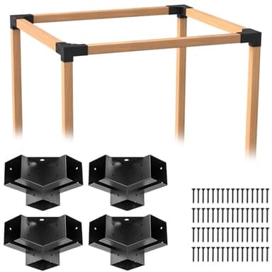 ORIGLE Pergola Brackets - Heavy Duty Pergola Kit(Q235 Steel Anti-Corrosion, 3.58"x3.58" Fit) - 4x4 Brackets kit for DIY Garden, Patio, Gazebo - Weatherproof for 4x4 Wood Beams (4-Pack)
