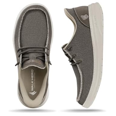 WALK·HERO COMFORT AND SUPPORT Loafers for Men, Comfortable Boat Shoes Men, Cushioned Plantar Fasciitis Mens Slip On Sneakers for All-Day Wear (Brown, 11)