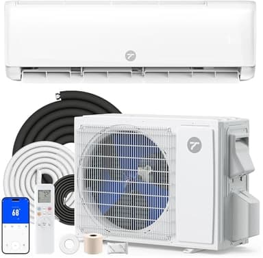 Temprium 9000 BTU Mini Split AC/Heating System, 22 SEER2 Inverter, 115V Ductless Air Conditioner for Up to 450 Sq.Ft, WiFi & Alexa Compatible, Ultra Quiet, Pre-Charged R32, Installation Kit