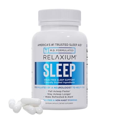 Relaxium Gentle Sleep Supplement | 60 Vegan Capsules, 30-Day Supply | Melatonin, Magnesium Glycinate, Ashwagandha & Valerest Blend | Non-Habit Forming Formula