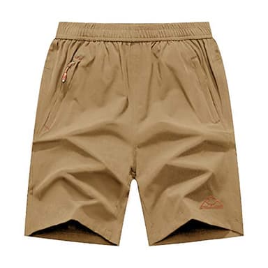 Rdruko Men's Quick Dry Hiking Shorts Lightweight Workout Running Gym Athletic Outdoor 7 Inch Active Shorts with Zipper Pockets(Khaki, US XXXL)