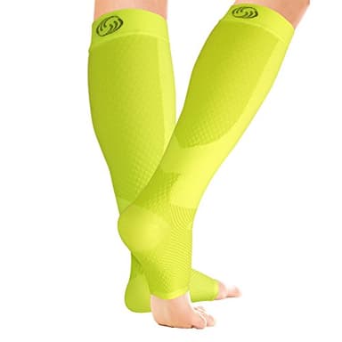 OrthoSleeve FS6+ Compression Foot & Leg Sleeve (1 Pair) for Plantar Fasciitis, Heel Pain, Achilles Tendonitis, Shin Splints, Venous Insufficiency and Leg Cramps (X-Large, Yellow)