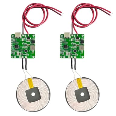 2Pcs 20W Max QI Wireless Charger PCBA Module Coil, DIY Fast Charging Circuit Board with Type-C Port, Overheating Protection for Car and Furniture Mods (with Wire)