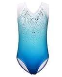 BAOHULU Gymnastics Leotard for Girls Shiny Diamond Practice Dancewear B182_Blue_10A
