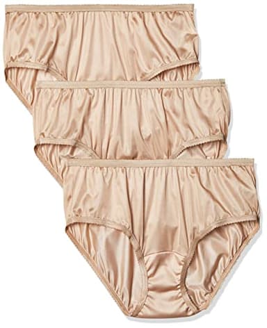Shadowline womens Shadowline Women's Panties - Nylon Hipster (3 Pack) Shorts, Nude, 7 US