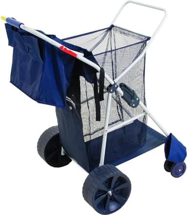 Rio Beach Wonder Wheeler Deluxe Utility, Lawn, and Beach Foldable Cart, Navy