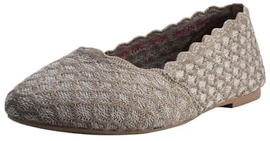 Skechers womens Cleo - Honeycomb Ballet Flat, Dark Taupe, 8.5 US