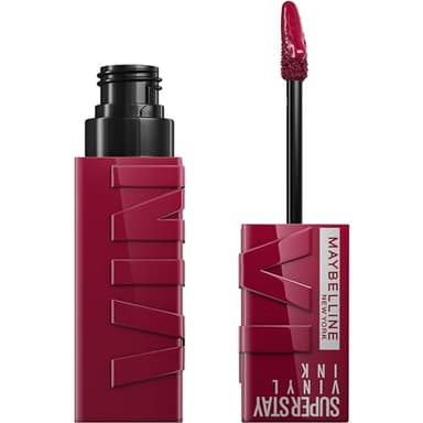 Maybelline Super Stay Vinyl Ink Longwear No-Budge Liquid Lipcolor Makeup, Highly Pigmented Color and Instant Shine, Unrivaled, Berry Burgundy Lipstick, 0.14 fl oz, 1 Count