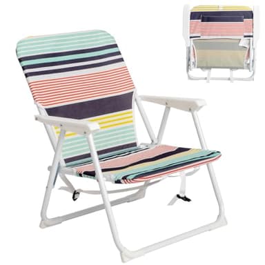Pinikuyiro Folding Beach Chair, Lightweight and Portable Foldable Outdoor Camping Chair with Carry Strap for Adults Camping Festival Sand, Supports 220 lbs (Colorful)