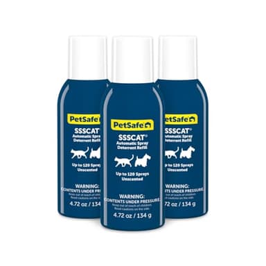 PetSafe SSSCAT Automatic Spray Pet Deterrent - Contactless Behavior Correction - Motion Sensor Air Burst - Odorless - Non-Staining - Versatile Placement Spray - Pack of 3 Refill Cans
