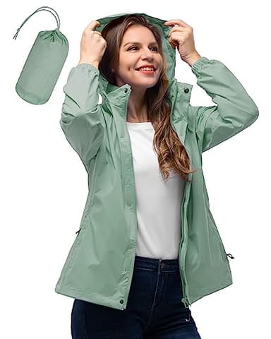 33,000ft Women's Rain Jacket Waterproof Lightweight Packable Raincoat with Hood for Golf Hiking Travel Windbreaker