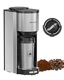AIRMSEN Single Serve Coffee Maker with Grinder, Grind and Brew All in One - 6-16 Oz Single Cup Coffee Machine with 19 oz Travel Mug - Adjustable Drip Tray, Overheat Protection