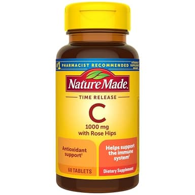 Nature Made Vitamin C 1000mg with Rose Hips, Dietary Vitamin C Supplement for Immune Support, 60 Time Release Tablets, 60 Day Supply