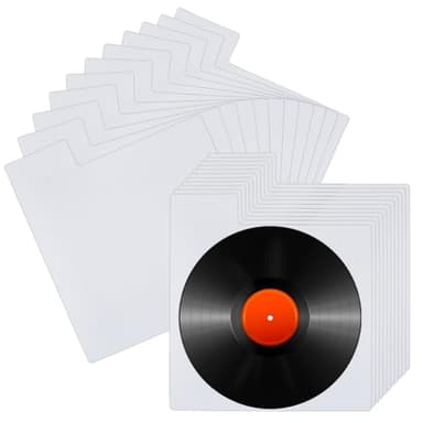 BENECREAT 36 Pcs Vinyl Record Divider, 12.6 x 13.78 Inches Plastic Album Record Dividers with Tags for Album Vinyl Record CD DVD Media Book Shelf Storage Organization, White