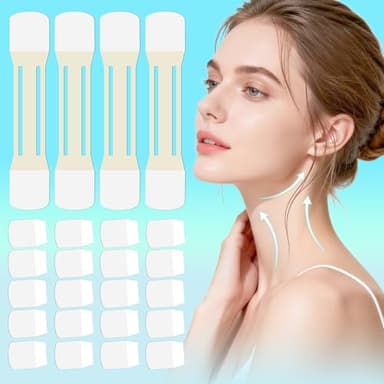 Neck Tape Lifting Invisible,60 PCS+4 Strips,Neck Lift Tape,Neck Tightening and Lifting,Neck Wrinkle Patches,Neck Less Tape Strips Clear for Sagging Skin Turkey Double Chin Jowls Wrinkles Women