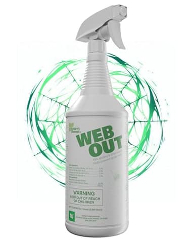 Nisus Web Out Cobweb Eliminator and Repels Spiders, Ants, Mosquitoes, Cockroaches, Aids in Web Control, Ready-to-Use Biodegradable Spray, 1 Quart