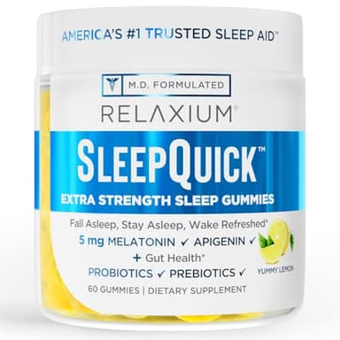 Relaxium SleepQuick Gummies, Sleep Aid, 5 mg Melatonin, D-3, Lemon, 60ct