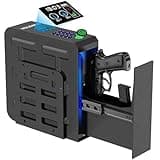 HOLEWOR Gun Safe, Slider Biometric Pistol Safe Fingerprint Bedside Gun Lock Box, 3 Ways Quick Access Mounted Handgun Case for Nightstand, Bed, Desk, Wall, Dresser