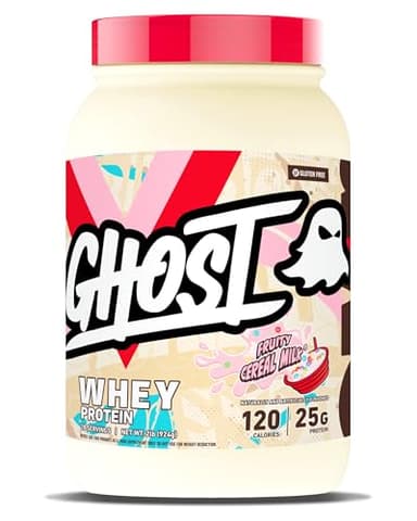GHOST Whey Protein Powder, Fruity Cereal Milk - 2LB, 25G of Protein - Whey Protein Blend - Post Workout Fitness & Nutrition Shakes, Smoothies, Baking & Cooking - Soy & Gluten-Free