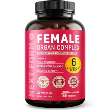 Next Form Beef Organ Supplement for Women 6 in 1 Complex Hormone Balance & Energy - 100% Grass Fed & Pasture Raised - Beef Liver, Kidney, Heart, Spleen, Pancreas and More - 180 Capsules
