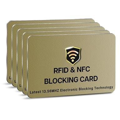 SaiTech IT RFID Blocking Card, 5 Pack One Card Protects Entire Wallet Purse For Men & Women, NFC Contactless Bank Debit Credit Cards Protector ID ATM Guard Card – Golden