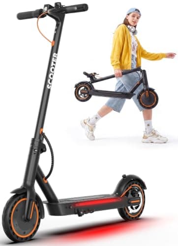 Electric Scooter Adults, Folding E Scooter with APP Control, Max 19MPH, 12-19Miles Range, 350W Powerful Motor (Peak 550W), Disc Brake, Built in Side Light