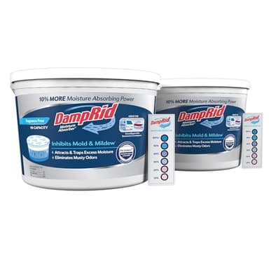 DampRid Hi-Capacity Fragrance Free Absorber Bucket, 2 lb. 15.5 oz. with Detection Strip, 2 Pack