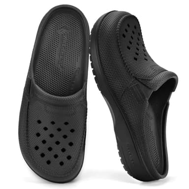 Mens Clogs with Arch Support, Comfortable Clogs for Men with Cushion Footbed, Orthopedic Slip On Unisex Slippers for Plantar Fasciitis, EVA Ligthweight Garden Shoes with Anti-Skid Outsole (Black, 13)