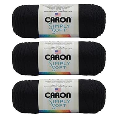 Caron Simply Soft Black Yarn - 3 Pack of 170g/6oz - Acrylic - 4 Medium (Worsted) - 315 Yards - Knitting/Crochet
