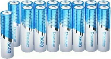 Dracutum 3600mWh Rechargeable Lithium AA Batteries, 16 Pack Long Lasting 1.5V AA Li-ion Rechargeable Batteries for Blink Camera, Flashlight, Microphone, Clocks,Remote Control and More