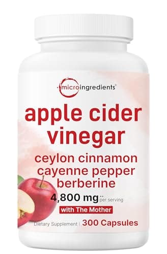 Micro Ingredients Apple Cider Vinegar Capsules | 4,800mg Per Serving, 300 Counts | 4-in-1 ACV Complex with The Mother | Ceylon Cinnamon, Cayenne Pepper & More | Immune, Digestion & Appetite Support