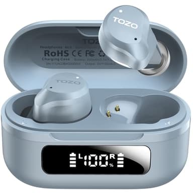 TOZO NC9 Hybrid Active Noise Cancelling Wireless Earbuds, 6 Mics ENC Clear Call, IPX8 Waterproof, in Ear Bluetooth 5.3 Headphones Stereo Bass Ear Buds 60H Playtime with LED Display 32 EQs via APP